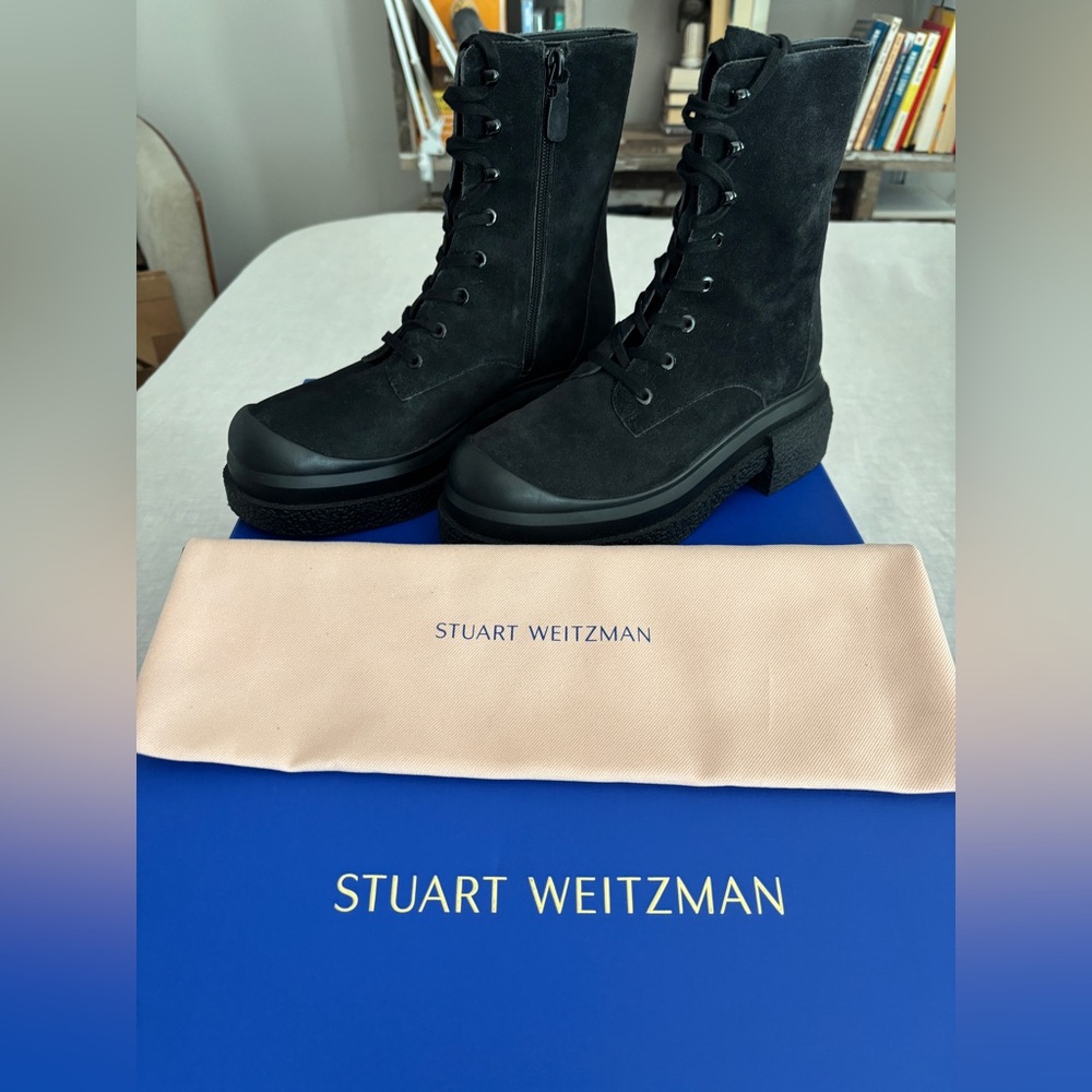 Stuart Weitzman Black Charli Lace-Up Booties fit like size 7.5 they run big